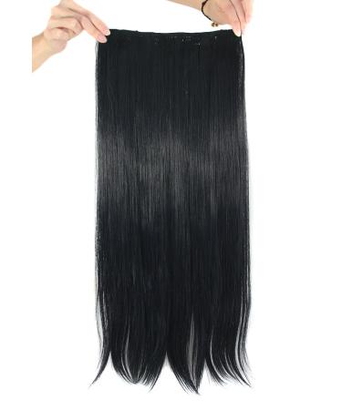 MapofBeauty 23" Long Straight Clip in Hair Extensions Hairpieces (Black)