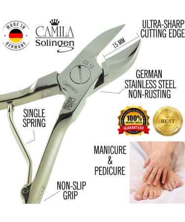 Camila Solingen CS12 Professional 4 Fingernail Toenail Nipper/Cutter - Heavy Duty Precision Stainless Steel Blade - Solingen Germany (Silver) - Buy Online on SooperMarket.com