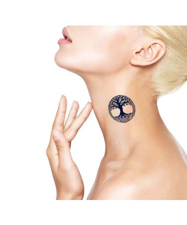 Yggdrasil Tree of Life Temporary Tattoo 4 Sheets Lasting 1-2 Weeks for Adults Realistic Semi-Permanent Ink for Chest, Neck, and Arms - Buy Online on SooperMarket.com