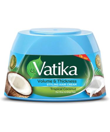 Vatika Volume & Thickness Styling Hair Cream Tropical Coconut with Nourishing Vatika Oils For Fine & Limp Hair -140ml / 4.9oz Vatika Hair Cream