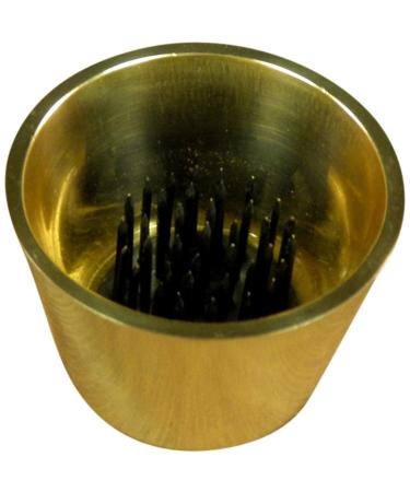 JWL HAWNKOA PRODUCTS (1) Solid Brass Water Holding Ikebana Flower Cup 2 3/8 Tapered Pin Frog Holder (Polished Brass)
