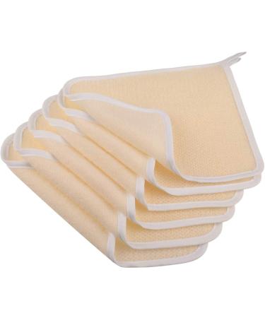 PHOGARY 6 Pack Exfoliating Wash Cloths for Body Scrub and Face Clean, Dual-Sided Exfoliating Wash Towels Bath Washcloths for Men Women Skin Massage Spa (Rough Exfoliating Side and Soft Terry Side) off-white