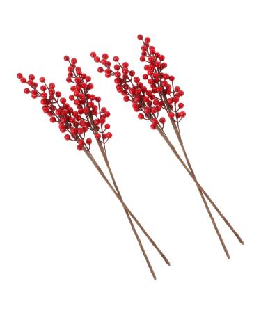 ABOOFAN 12 Pcs Christmas Red Fruit Holly Berry Picks Christmas Tree Stems Red Berry Picks Floral Artificial Plants Realistic Berry Branch Decor Artificial Flower High Simulation Foam