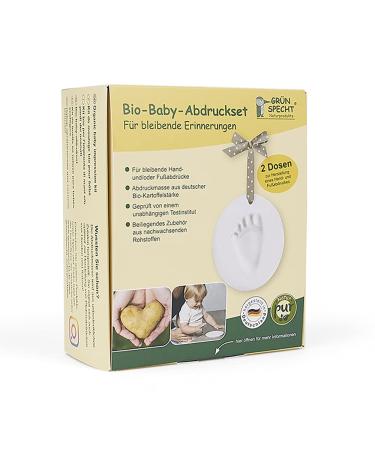 Gr npecht Organic Baby Print Set 2 cans of print mass & accessories baby handprint & footprint made of certified organic potato thickness gift birth (679-00) Print mass including accessories 2 cans