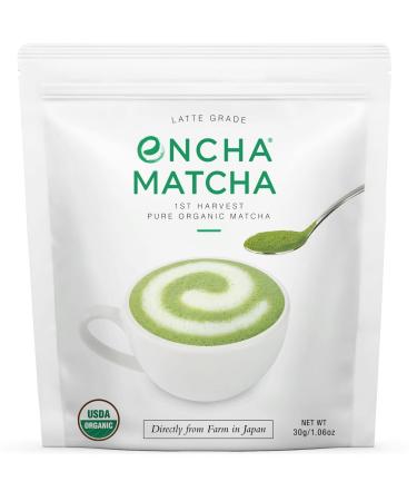 Encha Latte Grade Matcha Green Tea - First Harvest Organic Matcha Green Tea Powder, From Uji, Japan (30G/1.06 Ounce) Premium Powder for matcha latte, matcha smoothie | Caffeine, L-Theanine, No added sugar