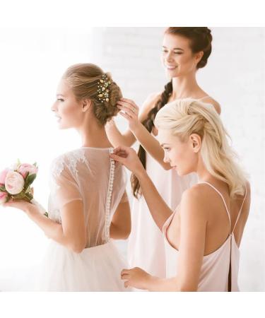 Gold Leaf Wedding Hair Pins with Pearls & Crystals - Bridal Hair Accessories - Buy Online on SooperMarket.com