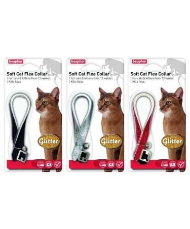 3XCat Flea Glitter Collar Black/Silver/Red