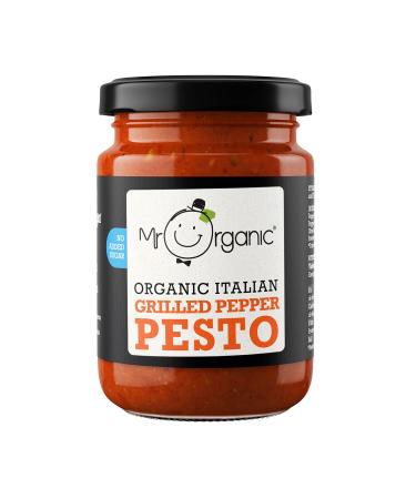 Mr Organic - Organic NAS Grilled Pepper Pesto 130g - Non GMO & Preservative Free - Gluten Free & Vegan - No Added Sugar - Pack of 1