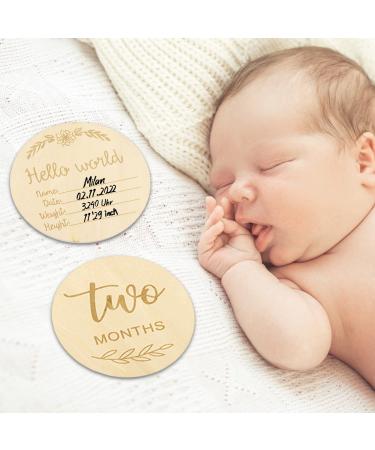 Wooden Baby Milestone Cards - 12-Piece Pregnancy & Monthly Gift Set for Expectant Mothers - Buy Online on SooperMarket.com