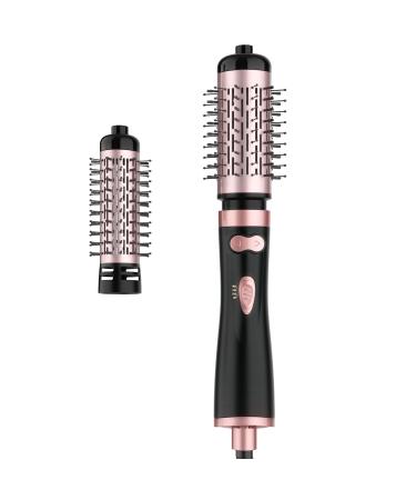 WEEYUM Rotating Blow Dryer Brush Spin Hair Dryer Brush with 2 Interchangeable Brush(1.5"& 2") 3-in-1 Hot Air Spin Brush Set for Hair Volumizer/Drying/Straightening/Curling
