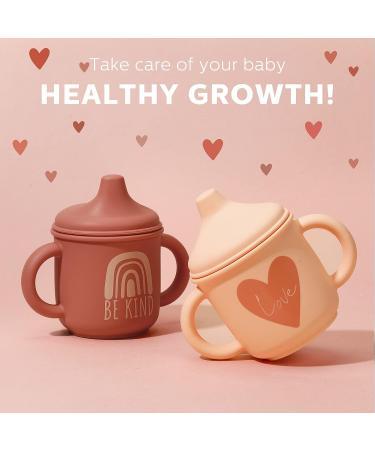 2 Pcs Silicone Sippy Cup Training Cup for Baby 6 Months+ - Spill Proof Sippy Cups for Toddlers - Easy Grip 5 oz - Cute Style - Light & Dark Orange - Buy Online on SooperMarket.com