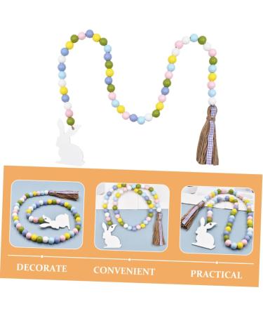 LIFKICH Fringe Decor Ornament Beaded Garland with Tassel Easter Farmhouse Bead Garland Hanging Door Bead Garland Tassel Garland Bead Easter Beaded Garland Wood Rabbit Rope - Buy Online on SooperMarket.com