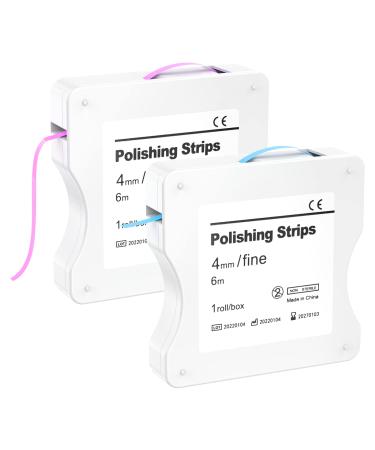 Tooth sandpaper aisely 2 pieces dental polishing strips fine size - 4mm width - 6m/roll/box tooth grinding paper interdental grinding tools for polishing teeth (blue pink -2 pieces) blue pink 1