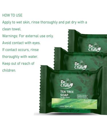 Dr. C. Tuna Tea Tree Soap - Soothes Dry, Irritated Skin - Hydrating Face & Body Soap - Pack of 3 (12.3 oz) - Buy Online on SooperMarket.com