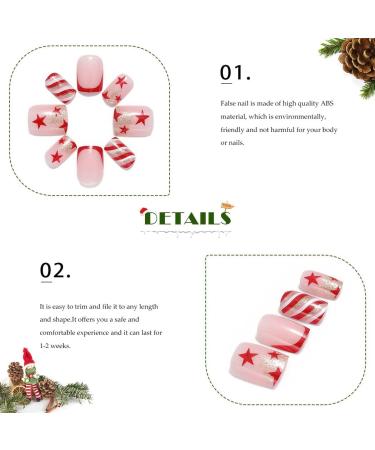Vatocu Christmas False Nails - Short Red Press on Nails with Snowflakes, Elk, Snowman Design (24pcs) - Acrylic Stick on Nails for Women and Girls - Buy Online on SooperMarket.com