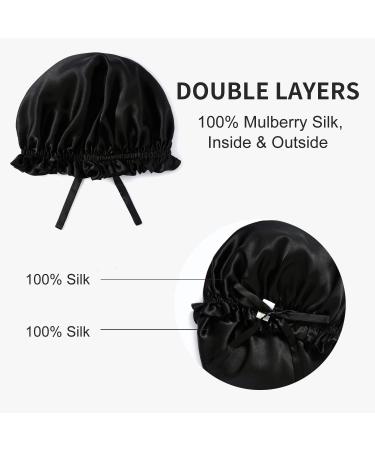 ZIMASILK 100% Mulberry Silk Bonnet for Women Hair Care - Natural Silk Hair Wrap for Sleeping - Elastic Stay On Head - Black (1Pc) - Buy Online on SooperMarket.com