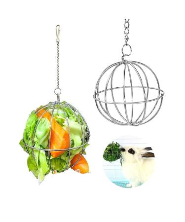 Esteopt 2 pieces of stainless steel feeder ball hay ball rodent ball ball metal hay ball stainless steel feeder toys for guinea pigs hamsters rabbit rodent for