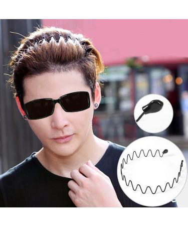 Black Wavy Metal Hair Bands 2 Pack - Unisex Headbands for Men and Women - Non-Slip Spring Sports Accessory - Buy Online on SooperMarket.com
