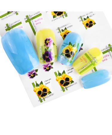 CHANGAR Flower Nail Art Stickers Decals - 55 Sheets Colorful Spring Floral Water Transfer Sticker for Manicure - Buy Online on SooperMarket.com
