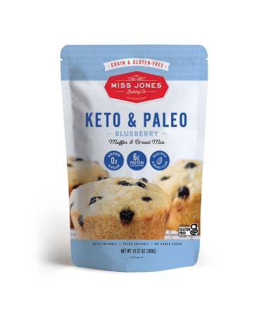 Miss Jones Baking Keto Blueberry Muffin Mix - Gluten Free, Low Carb, No Sugar Added, Naturally Sweetened Desserts & Treats - Diabetic, Atkins, WW, and Paleo Friendly (Pack of 1) 10.57 Ounce (Pack of 1) Blueberry Muffin Mix