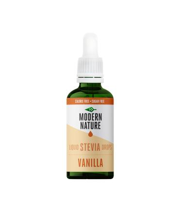 Modern Nature Vanilla Flavour Drops - Liquid Stevia Drops Sweetner - Zero Calorie Sugar Free Coffee Syrup Alternative For Flavoured Coffee Protein Powder Yoghurt Tea Vegan Keto Sweetener 50ml 50 ml (Pack of 1)