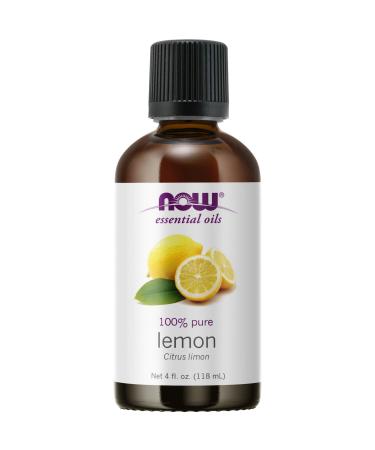 NOW Essential Oils, Lemon Oil, Cheerful Aromatherapy Scent, Cold Pressed, 100% Pure, Vegan, Child Resistant Cap, 4-Ounce 4 Fl Oz (Pack of 1)