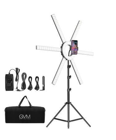 GVM Great Video Maker 600S LED Ring Light, 90W Dimmable Led Video Light Kit with Detachable Light Bars, Photography Lighting Led Video Lighting Kit for Live Broadcast, YouTube, CRI 97+ 3200K-5600K