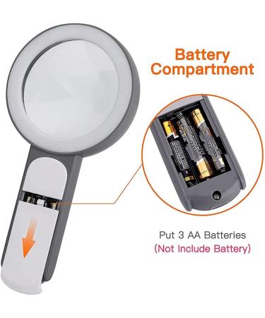 Garta Magnifying Glass 30x 18LED Handheld Magnifying Glass with Light with 3 Modes Reading Magnifying Glass for Seniors Reading Hobby Crafts Computer Repair and Jewelry Loupe(Gray) - Buy Online on SooperMarket.com