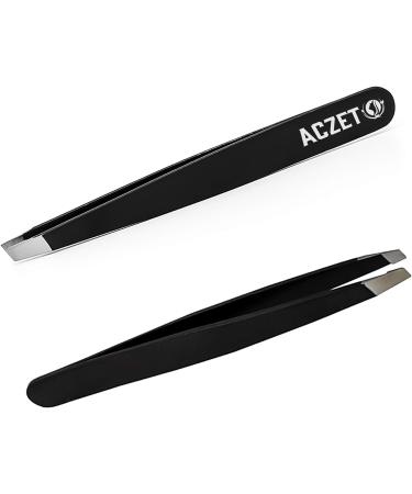 Professional Stainless Steel Eyebrow Tweezers for Precision Plucking and Ingrown Hair Removal - Black - Buy Online on SooperMarket.com