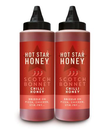 Hot Star Honey Chilli Sauce | Hand Crafted Scotch Bonnet Chilli Sauce | Hot Honey Perfect for Chicken Pizza Pasta Steak and Noodles 2 x 340g bottles Scotch Bonet