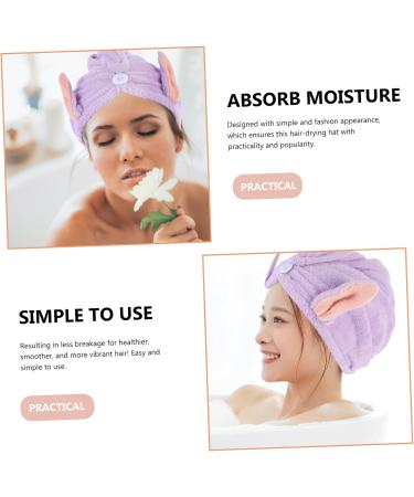 MAGICLULU 3pcs Bunny Ears Dry Hair Hat Coral Fleece Hair Mask Absorb Water Violet - Buy Online on SooperMarket.com