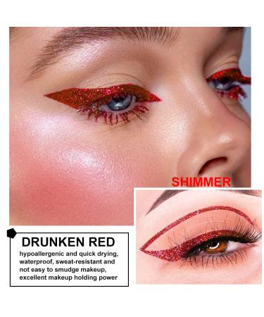 2Pcs Glitter Liquid Eyeliner Makeup Pen Set - Red & Bronze Metallic Satin Finish | Waterproof, Smudge Proof, Long Lasting | High Pigmented Sparkle Eye Liner Pen - 2 Count - Buy Online on SooperMarket.com