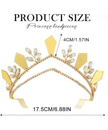Zoestar Rhinestone Tiaras and Crowns Gold Mirror Tiara Headband Crystal Bridal Headwear for Women - Buy Online on SooperMarket.com