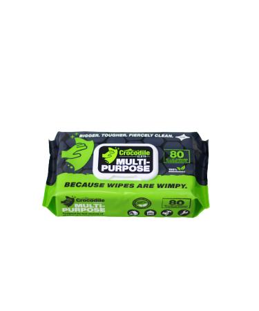 Crocodile Cloth Multi-Purpose Household Cleaning Wipes - The Stronger Easier Way To Clean Grease, Dirt, Dust, Grime, & Glue From Hands, Tables, and More - 80 Oversized, Heavy-Duty Biodegradable Wipes 80 Count (Pack of 1)