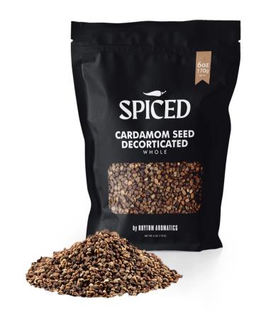 SPICED Whole Decorticated Cardamom Seed, 6oz of Cardamom Seeds in Resealable Bag, Great for Pickling, Brewing, Stews, Soup, Vegetables and Indian Cuisine
