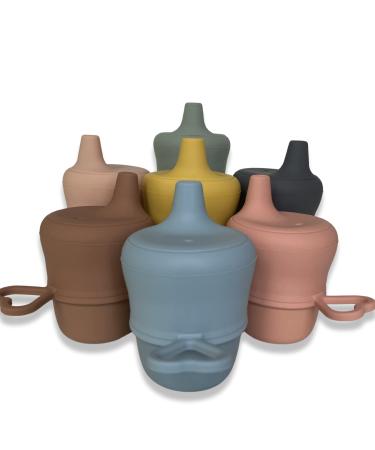 Mod Wave Silicone Baby/Toddler Sippy Cup with Carrying Handle - Natural Feel - Unbreakable  100% Food Grade Silicone Free of Harmful Toxins Slate Blue