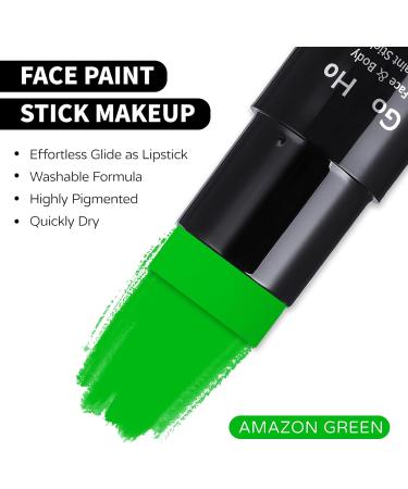 Go Ho Water Based Green Face Paint Stick (1.06 Oz) - Washable Cream Body Paint for Grinch Costume Makeup | Full-Coverage SFX Cosplay and Theater Makeup Stick - Halloween Essential - Buy Online on SooperMarket.com