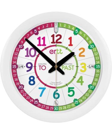ertt EasyRead Time Teacher Kids Wall Clock - Learn The Time Children's Clocks - Teaching Clocks For Children For Classroom Bedroom Home-schooling - Learning Clock For Kids With Rainbow Face (29cm)