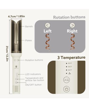 Rotating Curling Iron - Anti-Scald Automatic Curler 1.25 Inch | Adjustable Heat & Fast Heating | Safe Hair Styling Tool (White - Buy Online on SooperMarket.com
