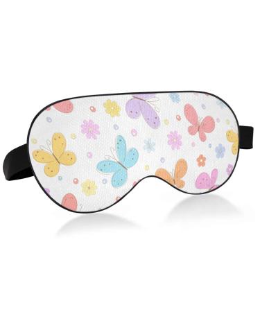Haskirky Light Blocking Eye Mask Breathable and Adjustable Adult Men and Women Travel on Business Trips Yoga Meditation Light Smooth Comfortable Eye Mask Office Deep Sleep Goodies Cartoon Butterfly