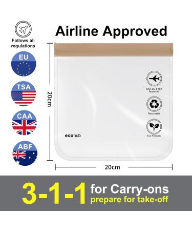 ECOHUB TSA Approved Airport Liquid Bag 20x20cm - Clear Toiletry Bag for Travel - Men and Women - Airline Approved Zip Lock Bags - Light Brown - Buy Online on SooperMarket.com