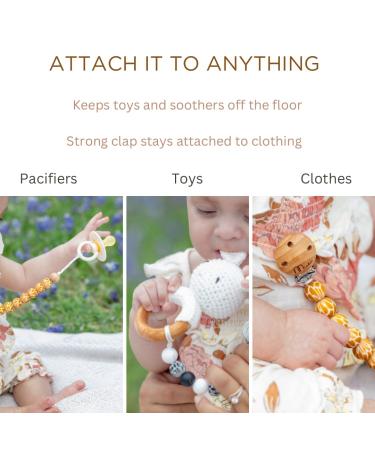 Minkii Silicone Pacifier Clips in Neutral Tones for Boys and Girls - Baby Girl and Boy Pacifier Clip Set - Buy Online on SooperMarket.com
