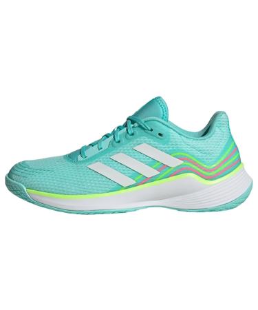 adidas Women's Novaflight Volleyball Shoes-Low (Non Football) 43 1/3 EU Flash Aqua Ftwr White Lucid Lemon