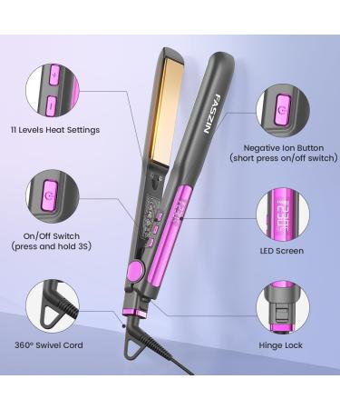 Professional Hair Straightener - 1.18" Ionic Titanium Flat Iron & Curler Fast Heat Up LED Display Gray - Buy Online on SooperMarket.com