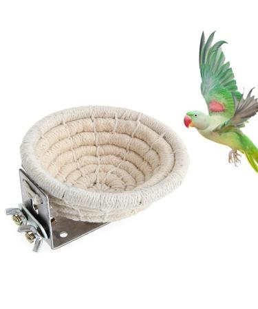 Bird Cage Nest Cotton Weave Hemp Rope Bird House Bed Hatching Nesting Box with 2 Fixing Screws Parrot Cage Hatching Nesting Box for Budgie Cockatiel Lovebird