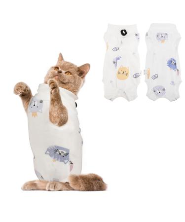 WLLHYF Cat Surgery Recovery Suit Breathable Kitten Onesie Full Bodysuit Clothes Post Neuter Surgery Spay Cone Anti Licking Abdominal Wound Protector for Small Male Female Pets (Medium)