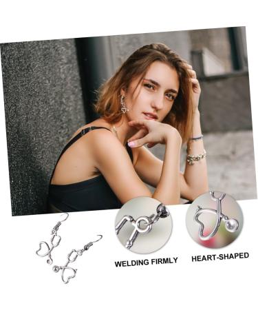 PRETYZOOM Heart Hoop Earrings for Women - Silver Ear Pendant Decor for Nurses & Medical Professionals | Delicate Alloy Jewelry - Buy Online on SooperMarket.com