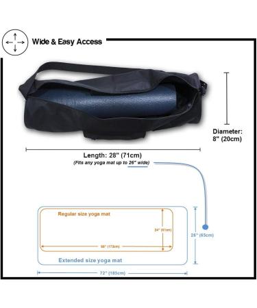 YogaAddict Large Yoga Mat Bag - 28 x 8 Inches - Compact Carrier with Pockets - Adjustable Strap - Easy Access - Black - Buy Online on SooperMarket.com