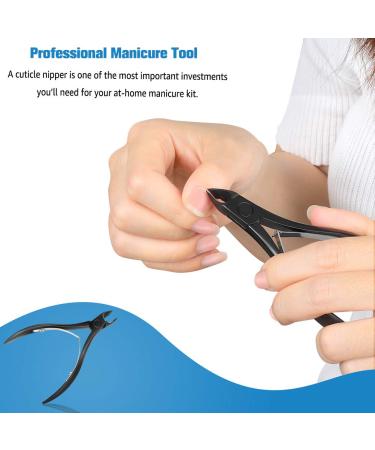 FERYES 1/2 Jaw Cuticle Cutters - Professional Stainless Steel Nail Cuticle Clippers in Black - Buy Online on SooperMarket.com
