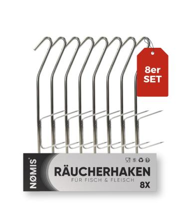 Smeck hook set |Meat hook stainless steel for fish and meat |Stainless steel incense hook trout salmon marks eel and more |Smoking hook fish |21cm long |Smoking stove and smoked chips accessories 8 incense hooks